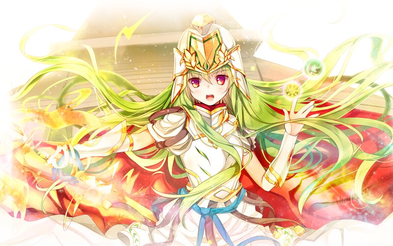 Anime Girl with Green Hair — Dramatic, Magic