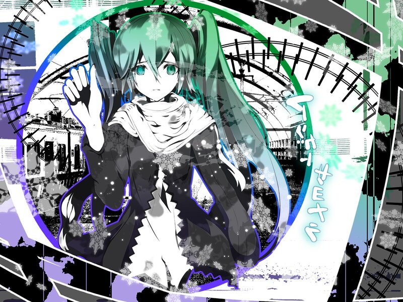 Anime Girl with Green Hair — Dramatic, Winter