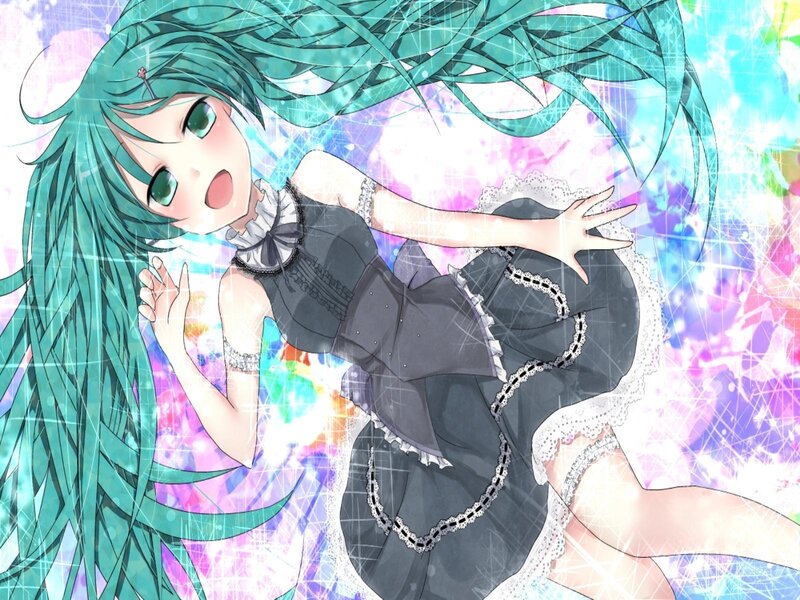 Anime Girl with Green Hair — Dreamy, Digital Art