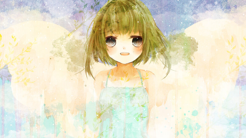Anime Girl with Green Hair — Dreamy, Night