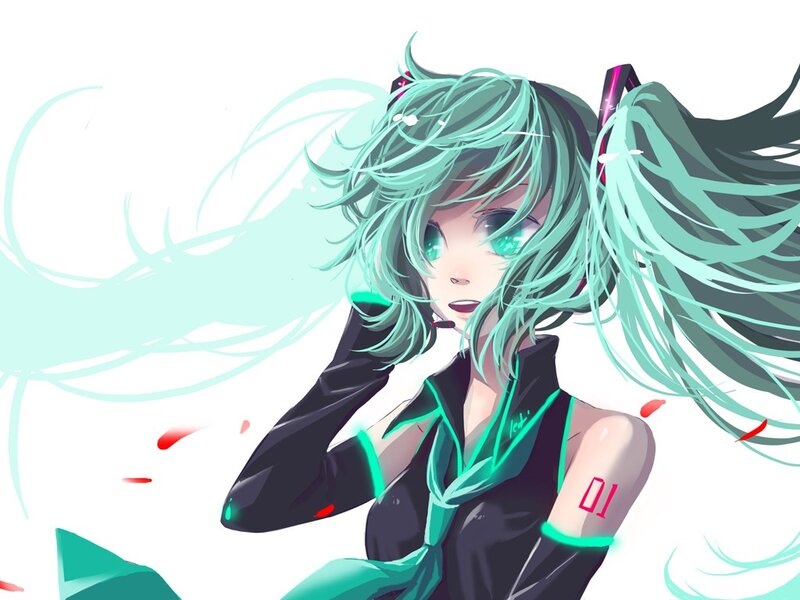 Anime Girl with Green Hair — Dynamic, Digital Art, Eyes