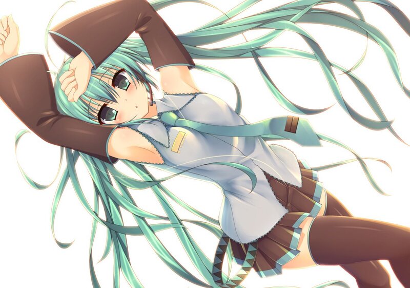 Anime Girl with Green Hair — Dynamic, Long Hair