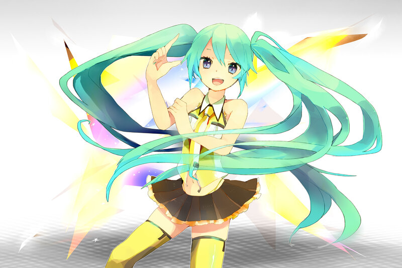 Anime Girl with Green Hair — Energetic, Digital Art