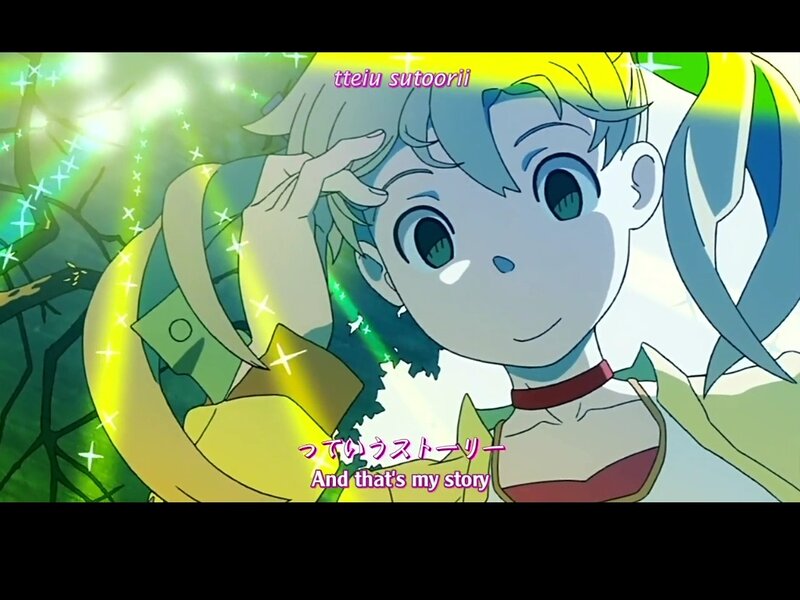 Anime Girl with Green Hair — Magical, Text Overlay