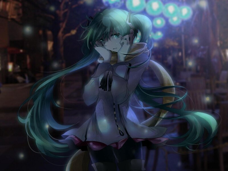 Anime Girl with Green Hair — Melancholic