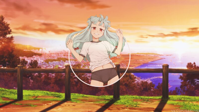Anime Girl with Green Hair — Orange, Serene