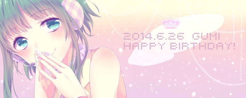 Anime Girl with Green Hair — Pink, Celebratory