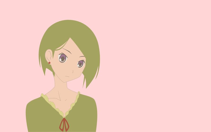 Anime Girl with Green Hair — Pink, Neutral