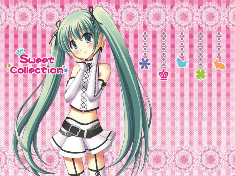 Anime Girl with Green Hair — Pink