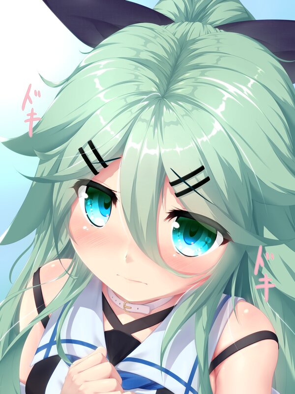 Anime Girl with Green Hair — Playful, Afternoon