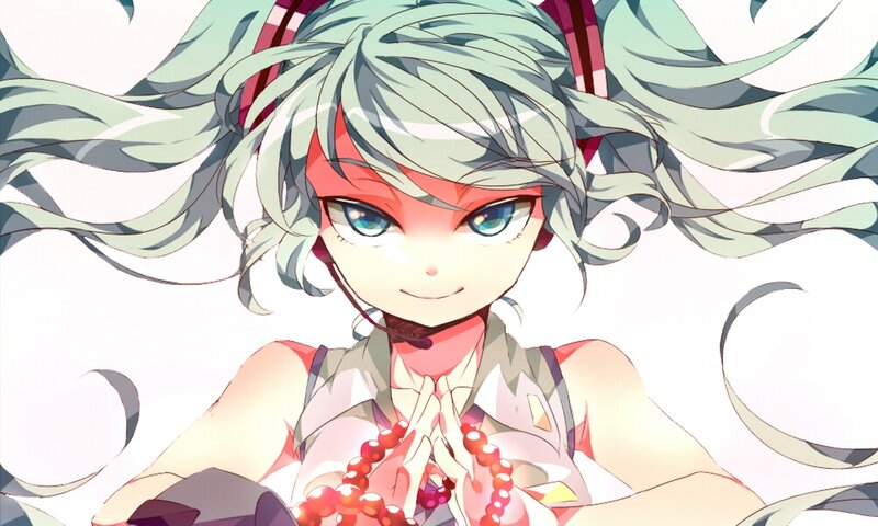 Anime Girl with Green Hair — Playful, Headset