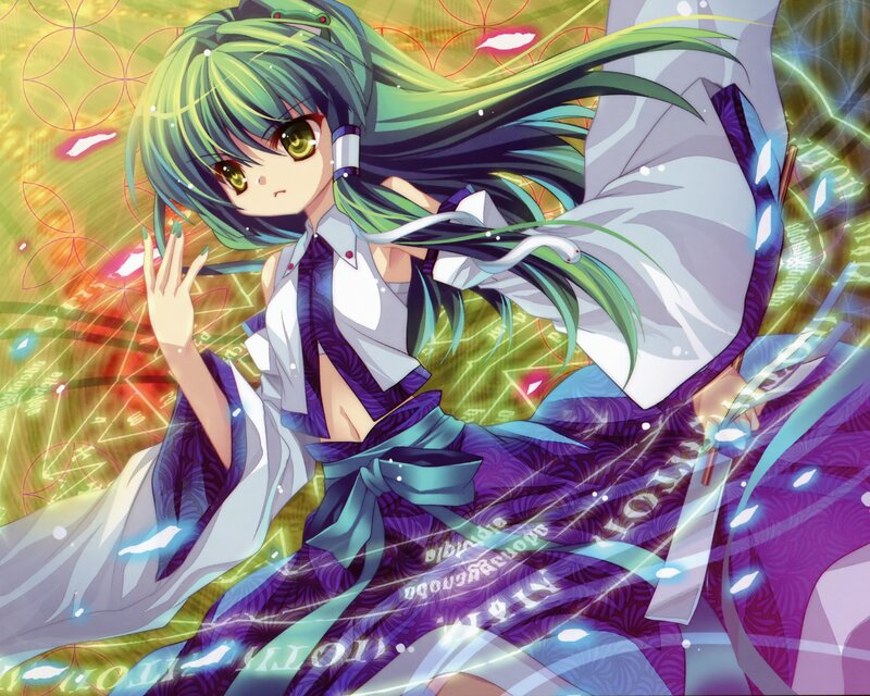 Anime Girl with Green Hair — Purple, Dynamic