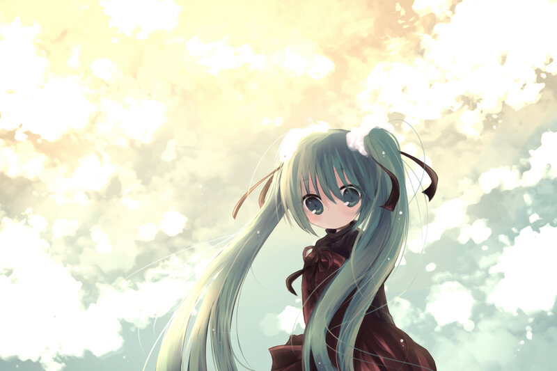 Anime Girl with Green Hair — Serene, Afternoon, Digital Art, Long Hair