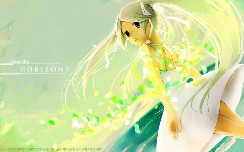 Anime Girl with Green Hair — Serene, Digital Art