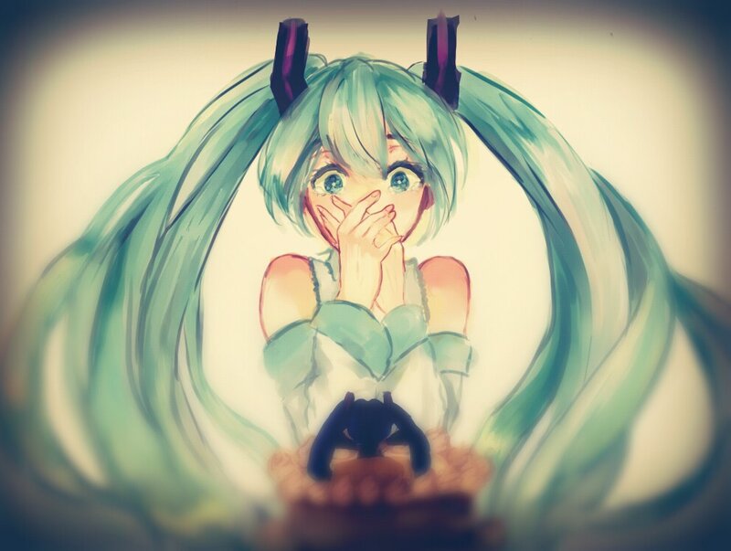 Anime Girl with Green Hair — Surprised, Digital Art