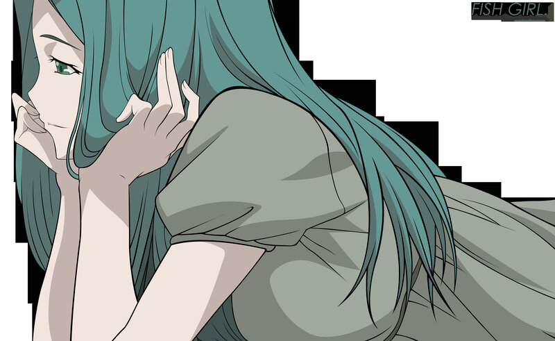 Anime Girl with Green Hair — Teal, Calm