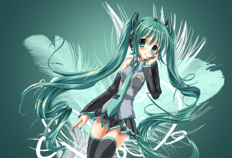 Anime Girl with Green Hair — Teal, Dynamic, Digital Art