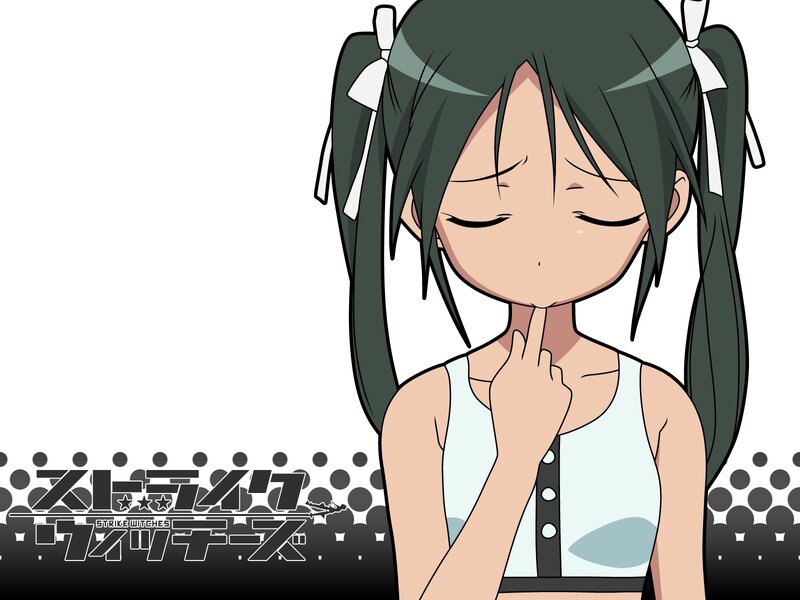 Anime Girl with Green Hair — Thoughtful