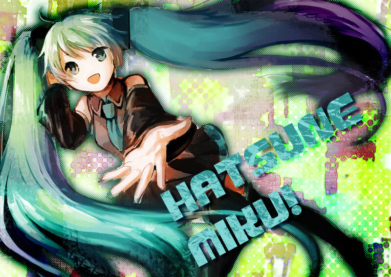 Anime Girl with Green Hair — Vibrant, Digital Art, Text