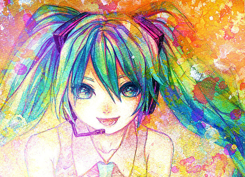 Anime Girl with Green Hair — Vibrant