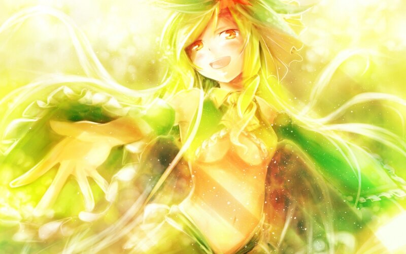Anime Girl with Green Hair — Yellow, Bright