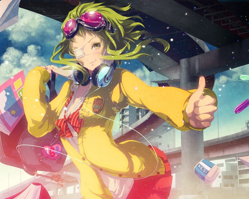 Anime Girl with Green Hair — Yellow, Energetic