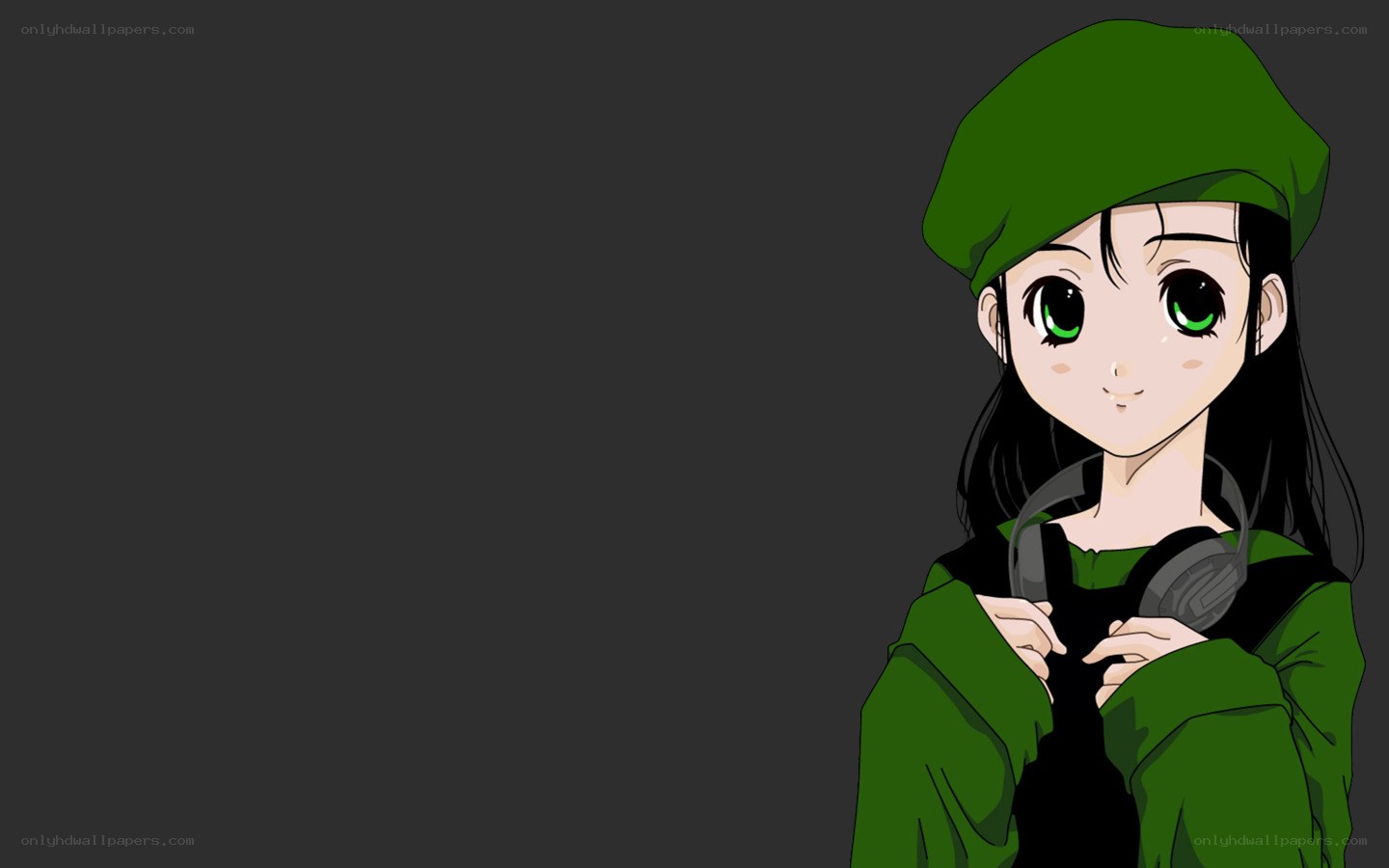 anime girl with green hat