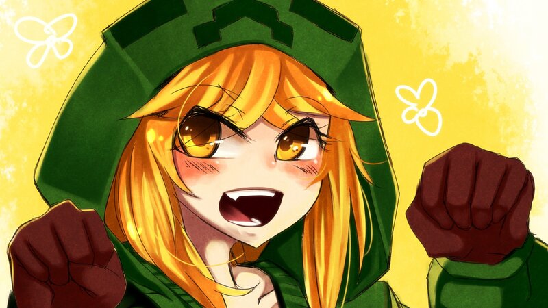 anime girl with green hood