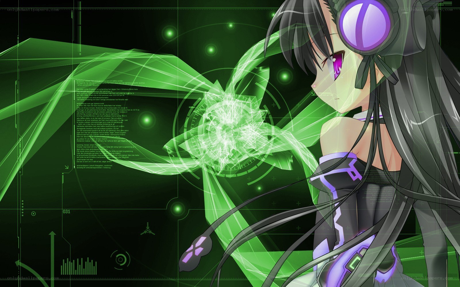 anime girl with green interface