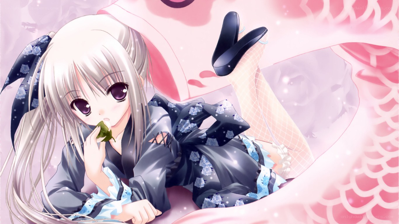 anime girl with green leaf