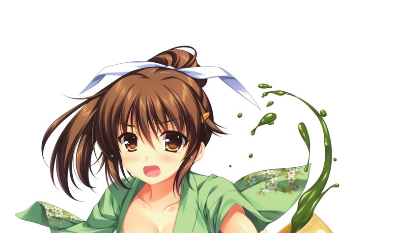 Anime Girl with Green Liquid — Playful