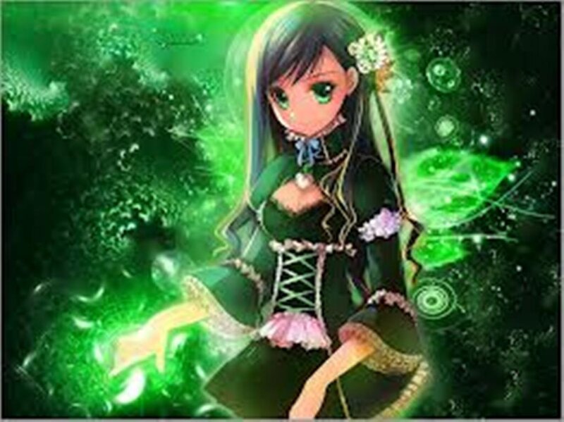 Anime Girl with Green Magic — Magical