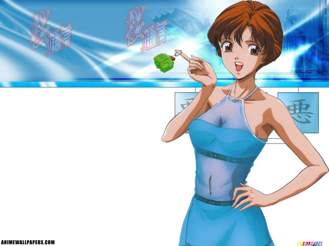 anime girl with green object
