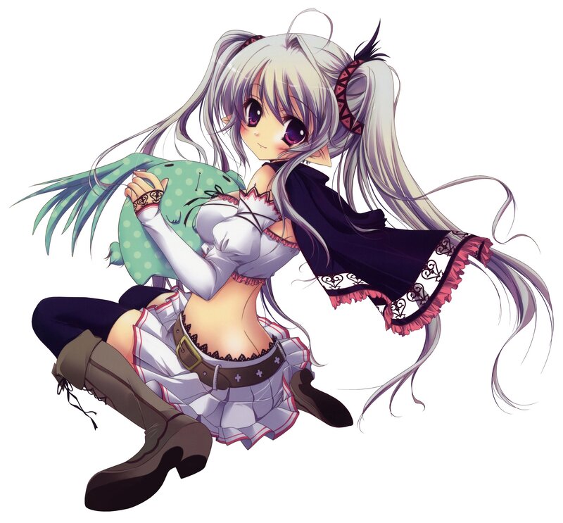 anime girl with green pillow