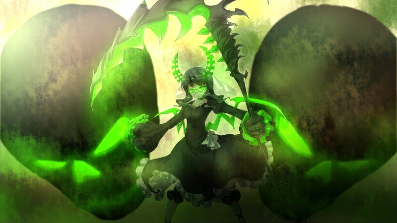 Anime Girl with Green Staff — Dramatic, Digital Art