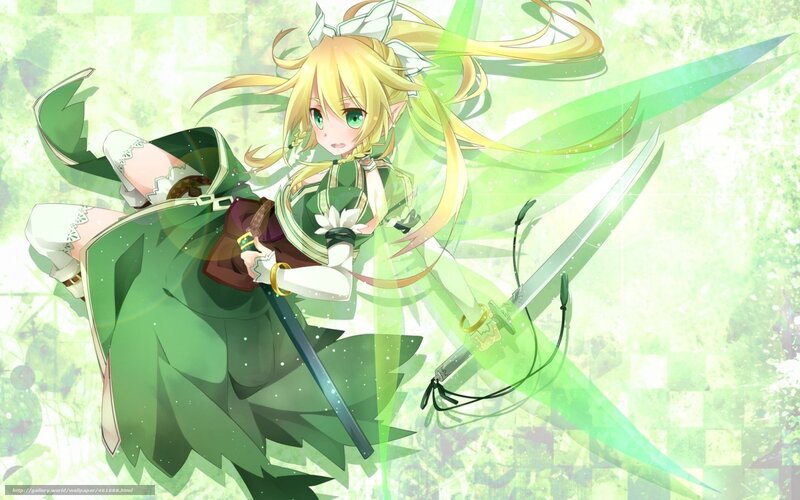 anime girl with green sword