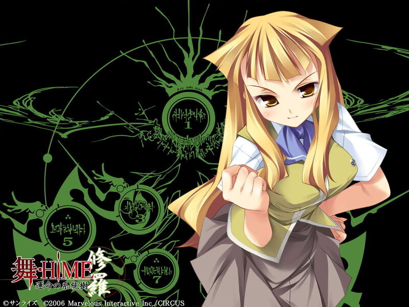 Anime girl with green symbols