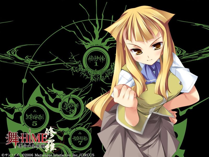 Anime girl with green symbols