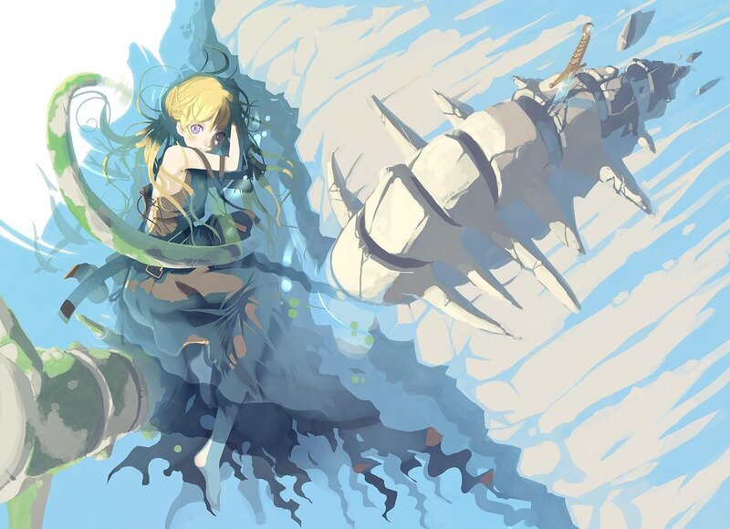 Anime girl with green tentacle