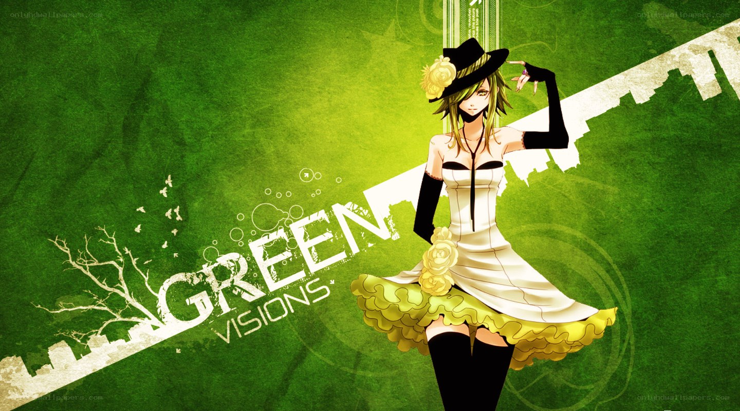 anime girl with green theme