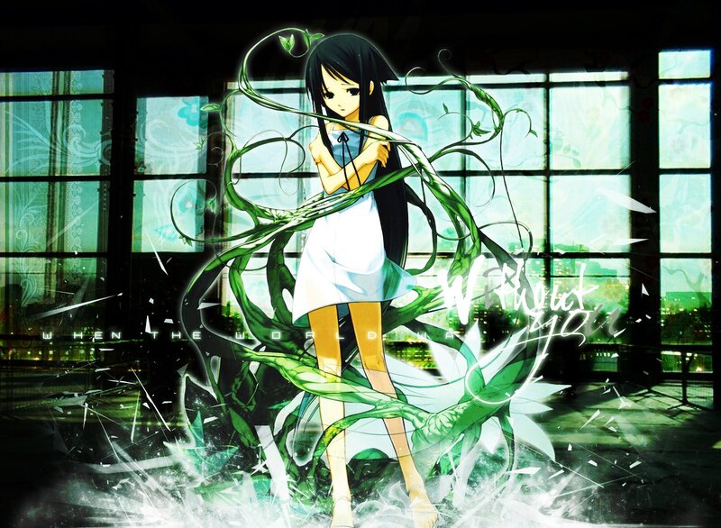Anime girl with green vines