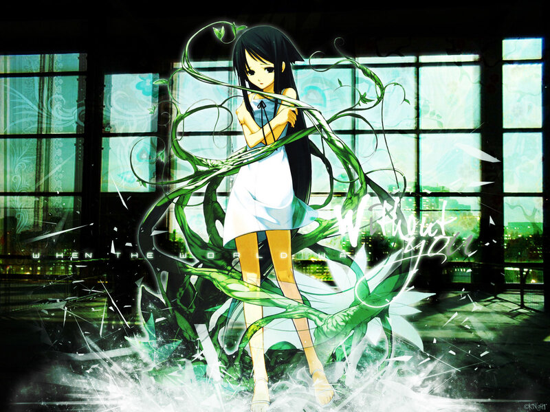 Anime girl with green vines