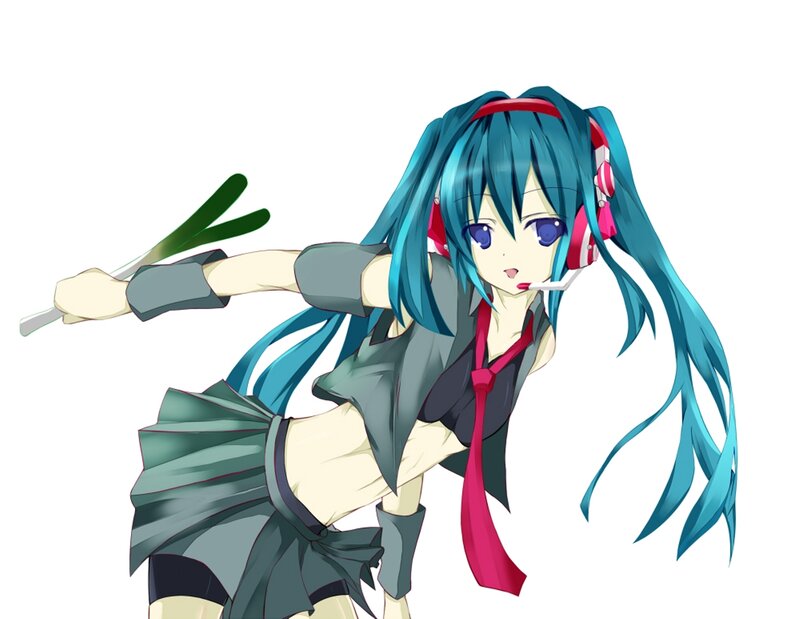 Anime Girl with Green Weapon — Blue