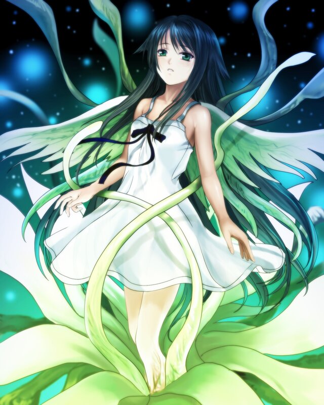 anime girl with green wings