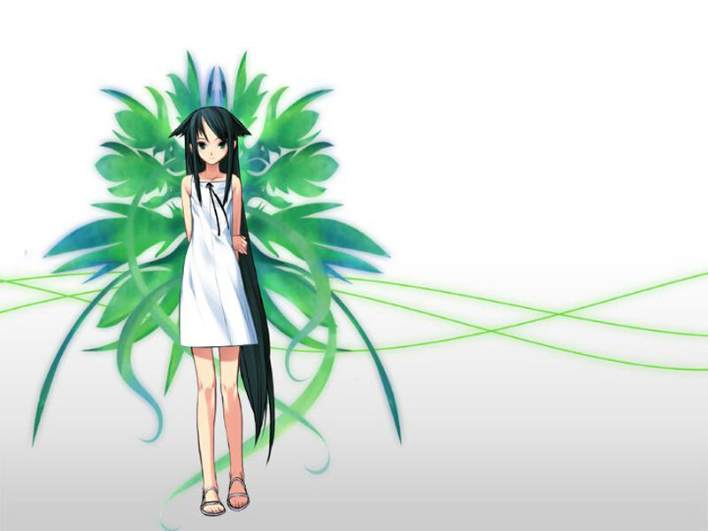 anime girl with green wings