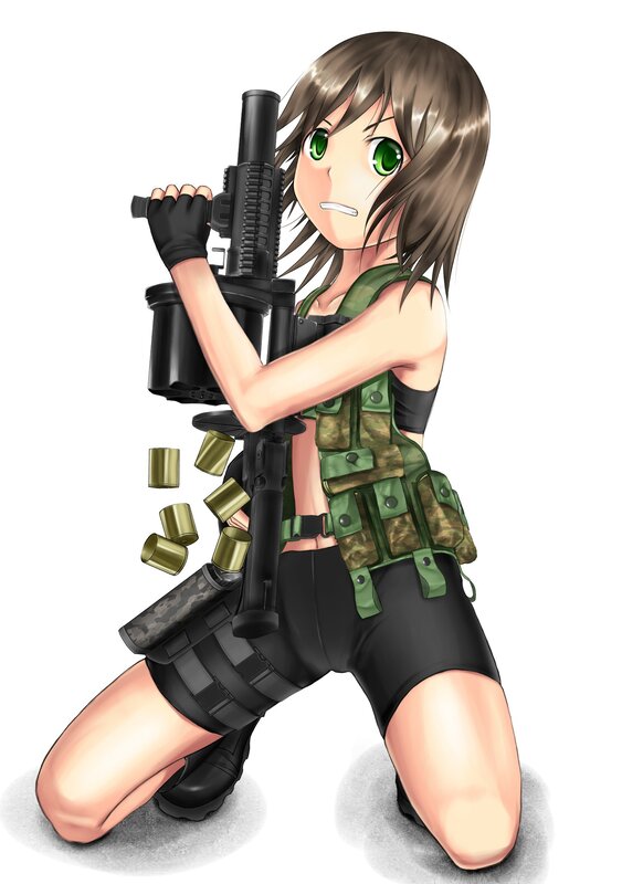 anime girl with grenade launcher