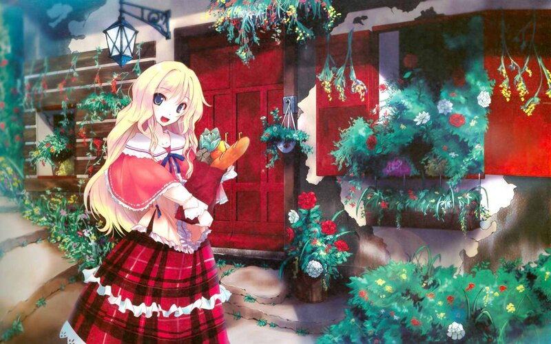Anime girl with groceries