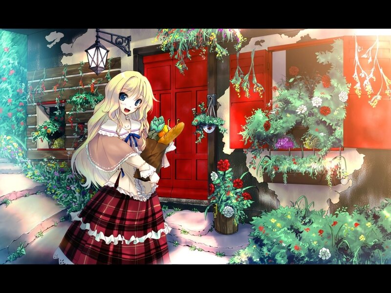 anime girl with groceries