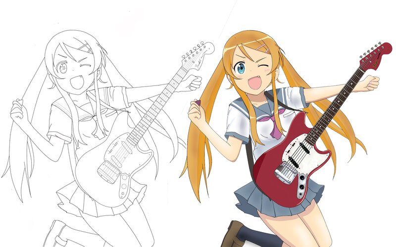 Anime girl with guitar