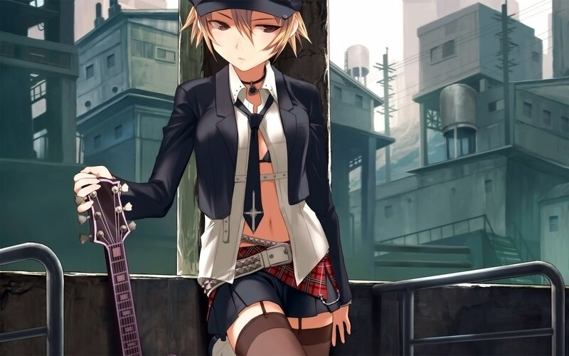 anime girl with guitar